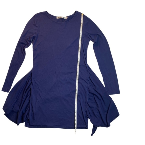 Michael Stars Navy Faux Wrap Tie Waist long sleeve Tee Dress - Picture 5 of 9
